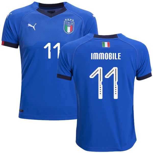 Italy #11 Immobile Home Kid Soccer Country Jersey